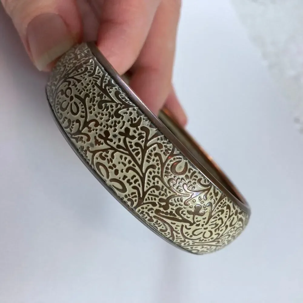 Whitewashed copper tone bangle bracelet